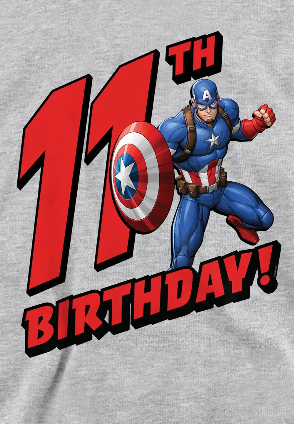 Детская худи Marvel Captain America Birthday, Athletic Heather, серый — фото 2