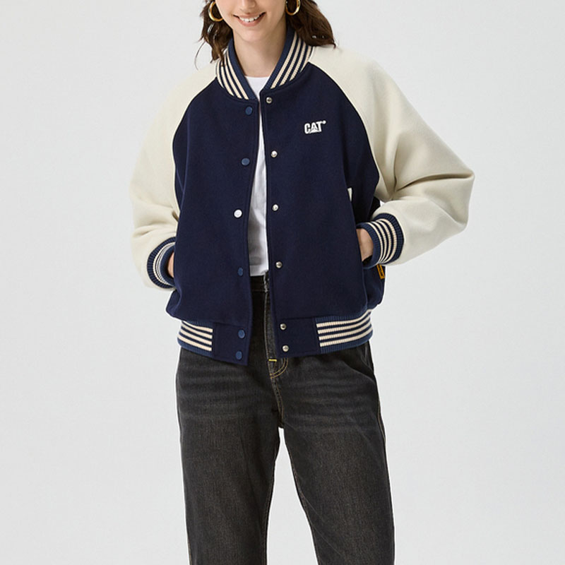 

Пуховая куртка женская, средней высоты, бейсбольная пуховая куртка CAT, темно-синий