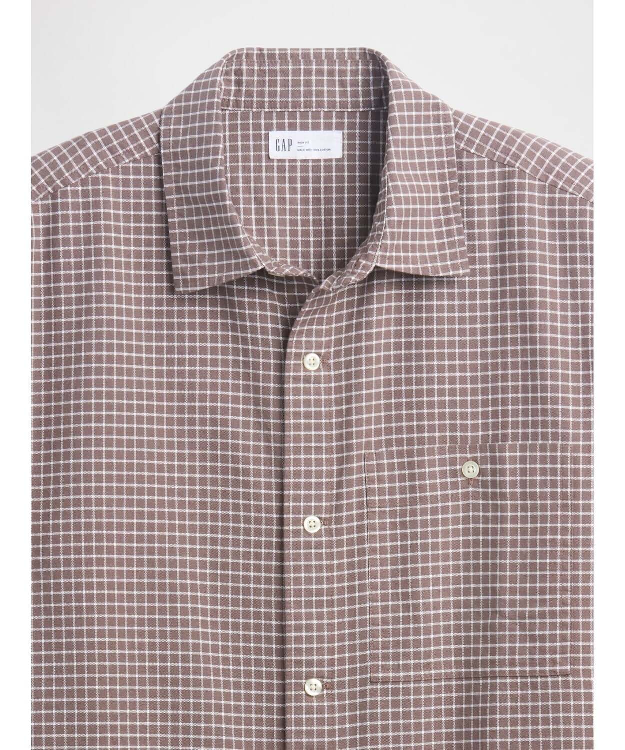 (U) Рубашка Оксфорд свободного кроя GAP, BROWN_PLAID — фото 2