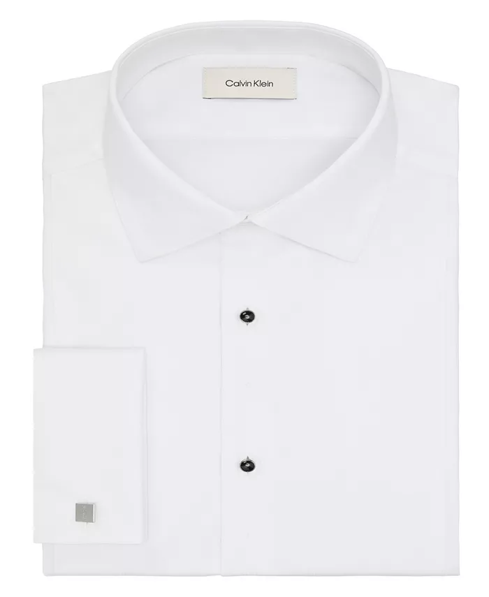 Мужская рубашка Calvin Klein Slim Fit с французскими манжетами, белый — фото 3