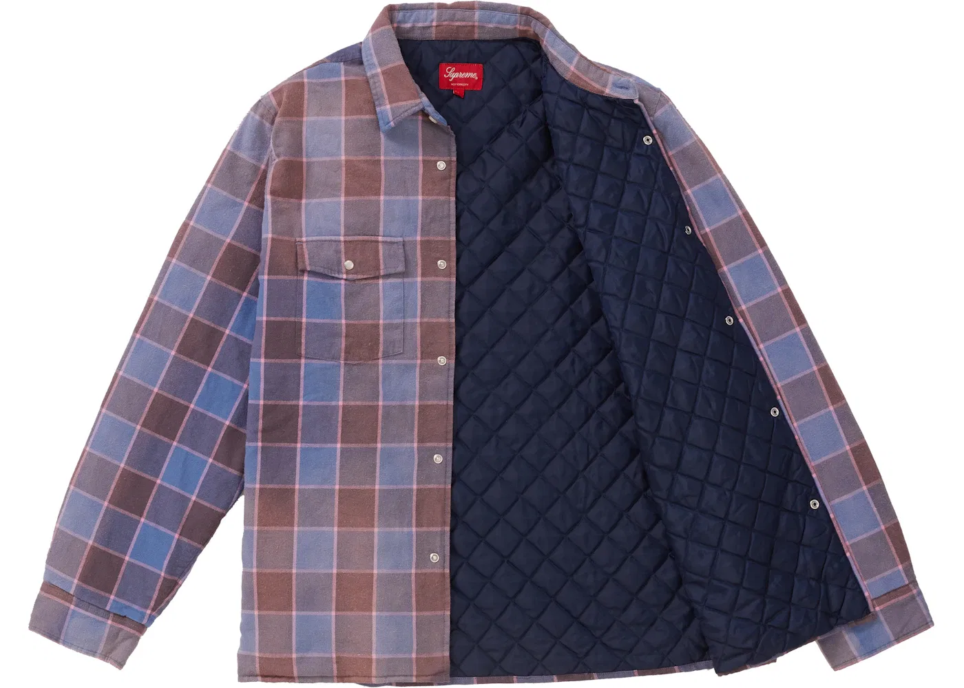 Мужская рубашка с принтом Supreme Quilted Faded Plaid, цвет Dusty Blue — фото 2