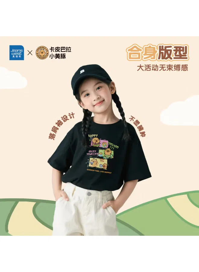 Футболка с принтом Capybara x little yellow dolphin co-branded collection Jeanswest, черный — фото 3