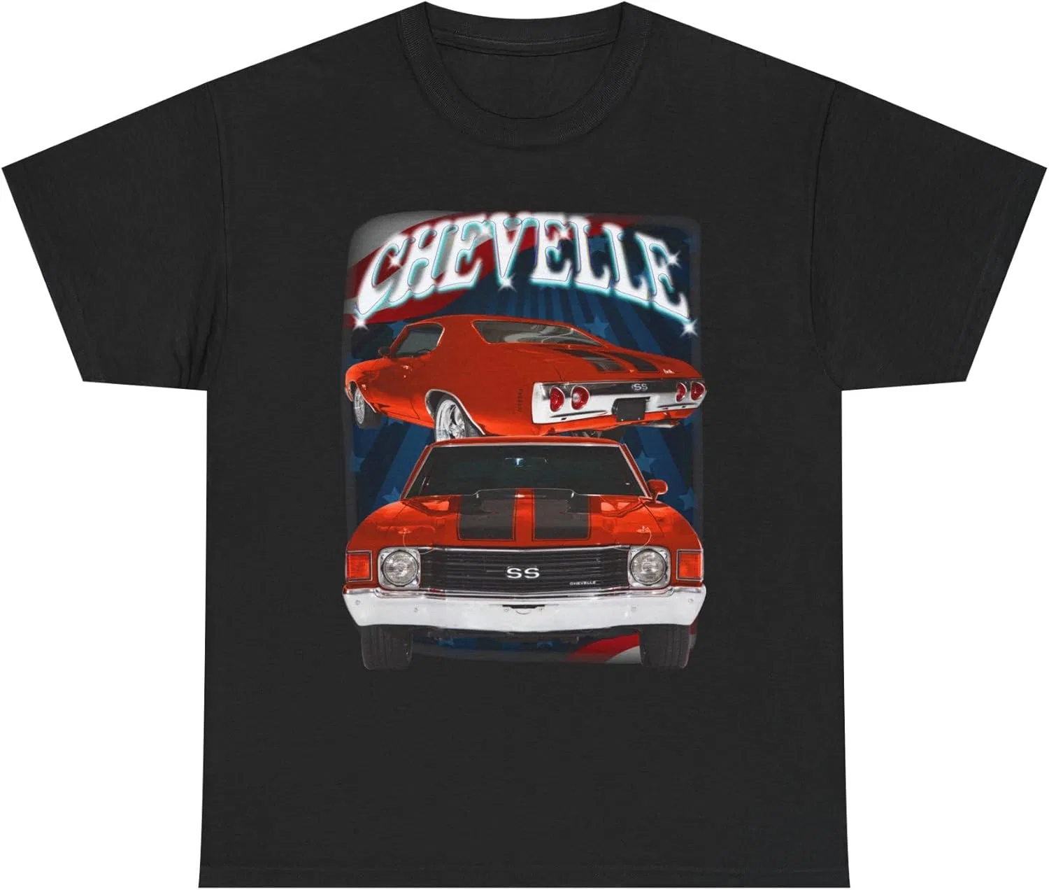 Футболка с принтом Red 1972 Chevelle, Black — фото 2