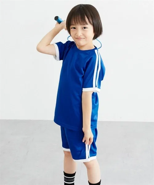 Детский спортивный комплект из футболки и шорт с лампасами QUNTSTYLE, Blue