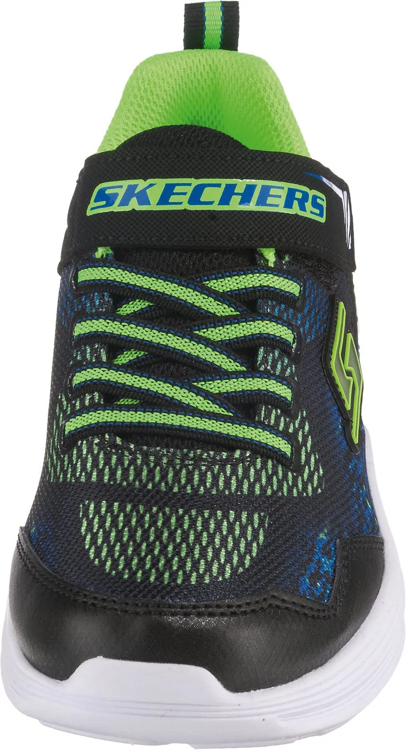 Детские кроссовки для мальчиков с максимальной амортизацией Erupters III - Derlo Skechers, Black Black Mesh Synthetic Blue Lime Trim — фото 3