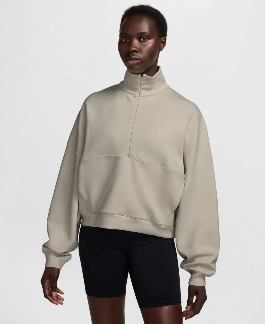 Топ оверсайз с полузамком Nike 24.7 Impossibly Soft, Cream II/Cream II/College Grey