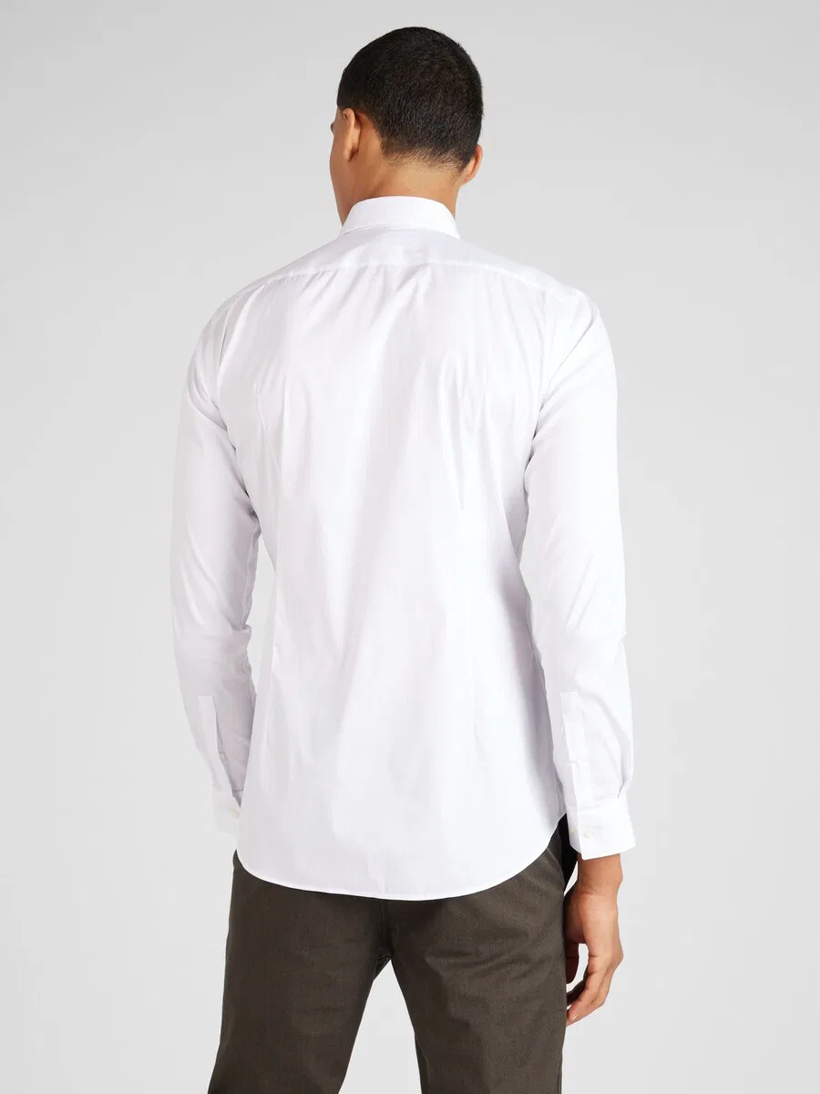 Рубашка BOSS Slim fit на пуговицах 'P-Ray' белого цвета — фото 2