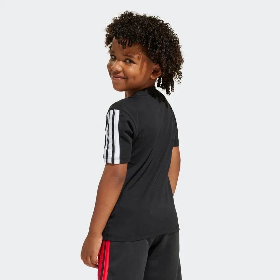 Детская спортивная футболка с коротким рукавом adidas JE0317 Lk 3s Tee 160, Черный — фото 3