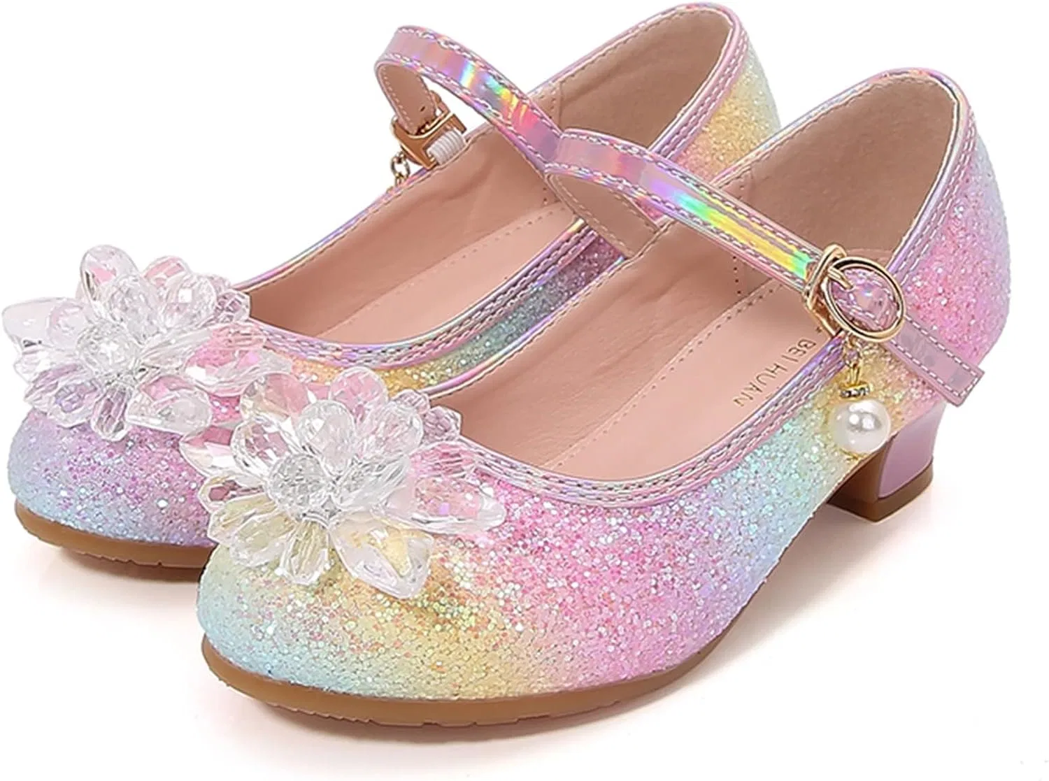 Детские туфли для девочек с блестками и стразами Mary Jane Princess Shoes, Pink