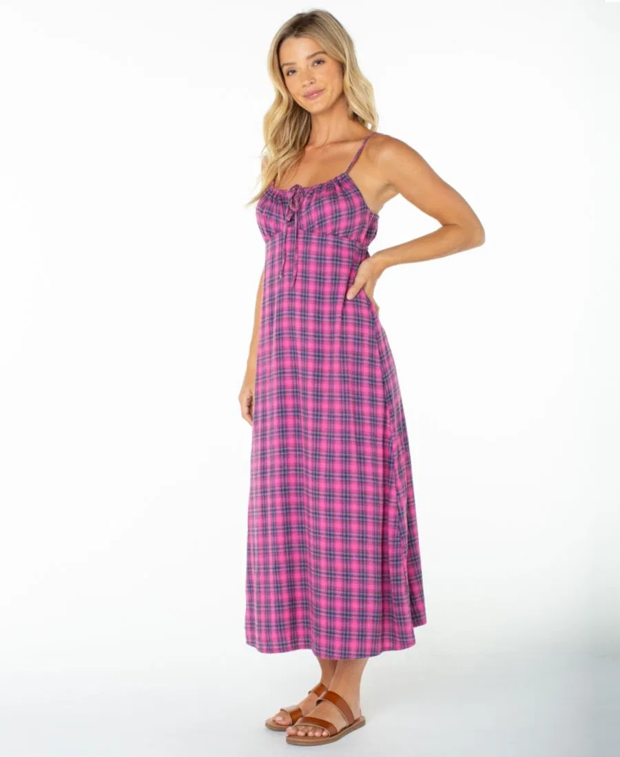 Платье-миди с принтом Late Night Plaid Roxy, Naval Academy Sunburst Plaid — фото 2