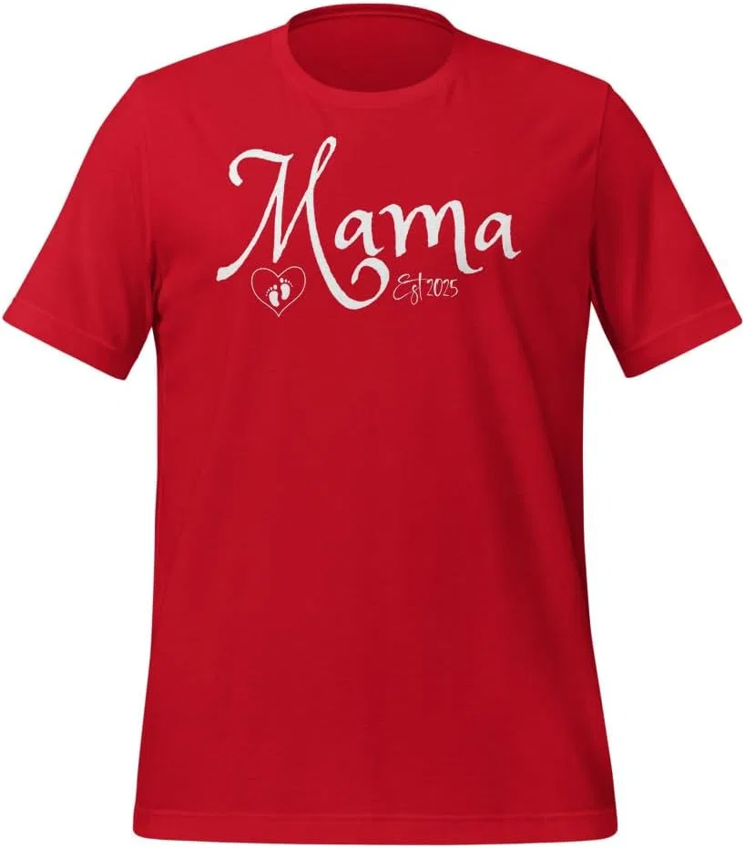 Мужская футболка с принтом 'Mama Est 2025' Regular Fit, Red