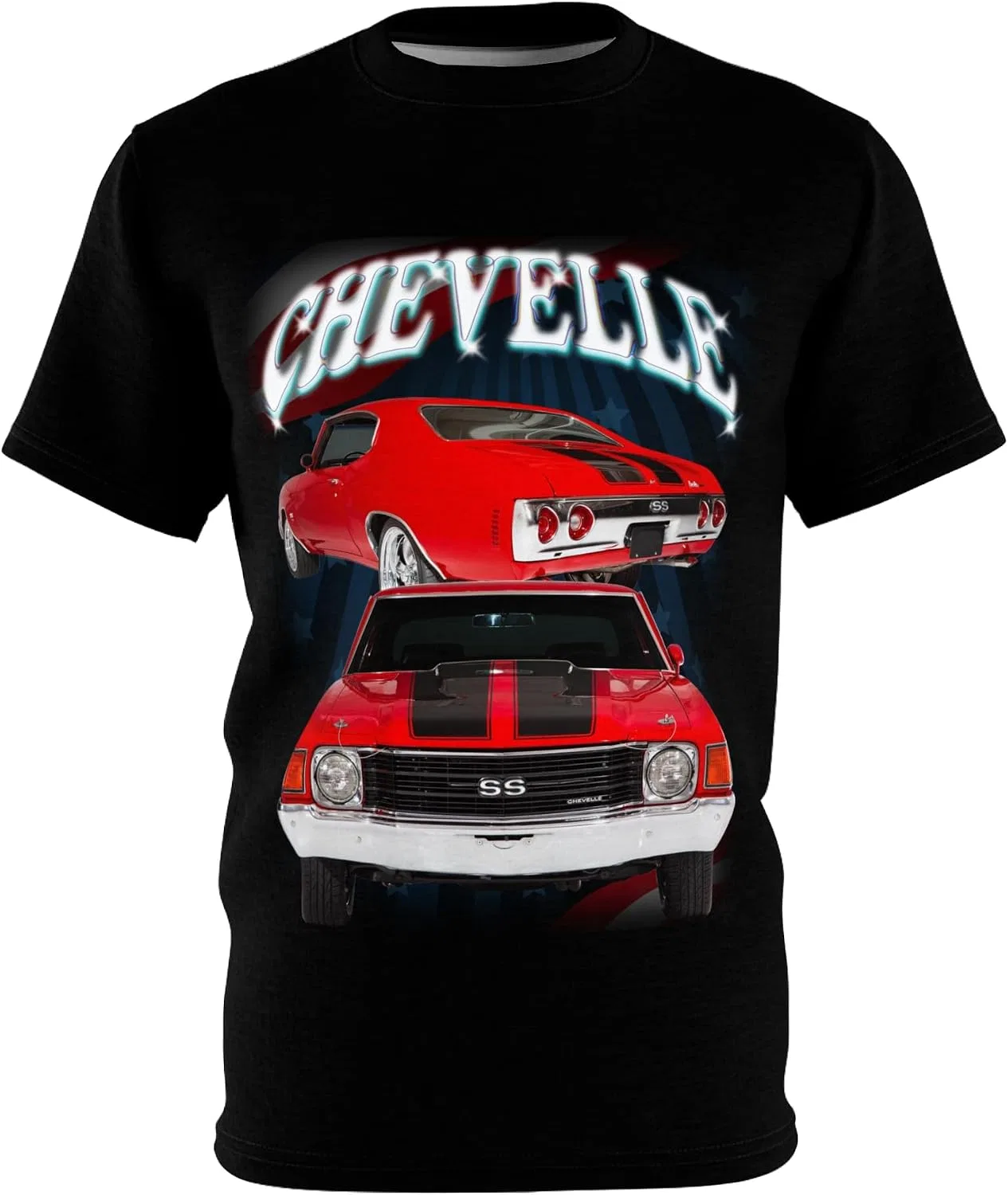 Мужская футболка с принтом 1972 Chevelle SS Generic, Black/Stitching — фото 3