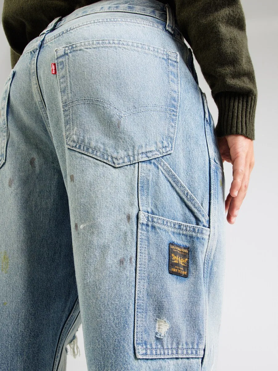 Джинсы LEVI'S свободного кроя '568 LOOSE STRT DBL KNEE' синего цвета — фото 3