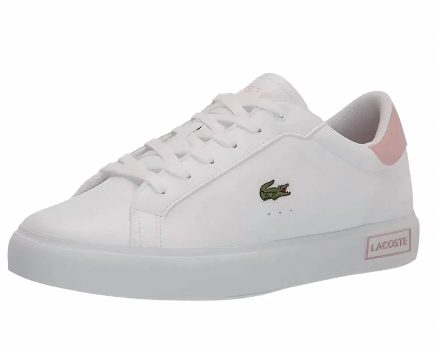 Детские кроссовки кожаные Powercourt 0721 1 Suc Lacoste, White/Light Pink — фото 3
