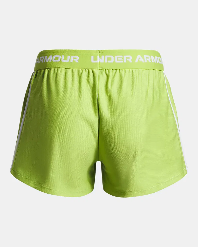 Детские шорты быстросохнущие из переработанного полиэстера UA Tech Play Up UnderArmour, Green Vibe/White — фото 2