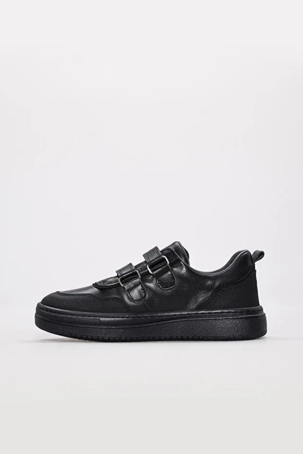 Детские повседневные туфли на липучке с коротким каблуком Mirgeshoes, Black — фото 4