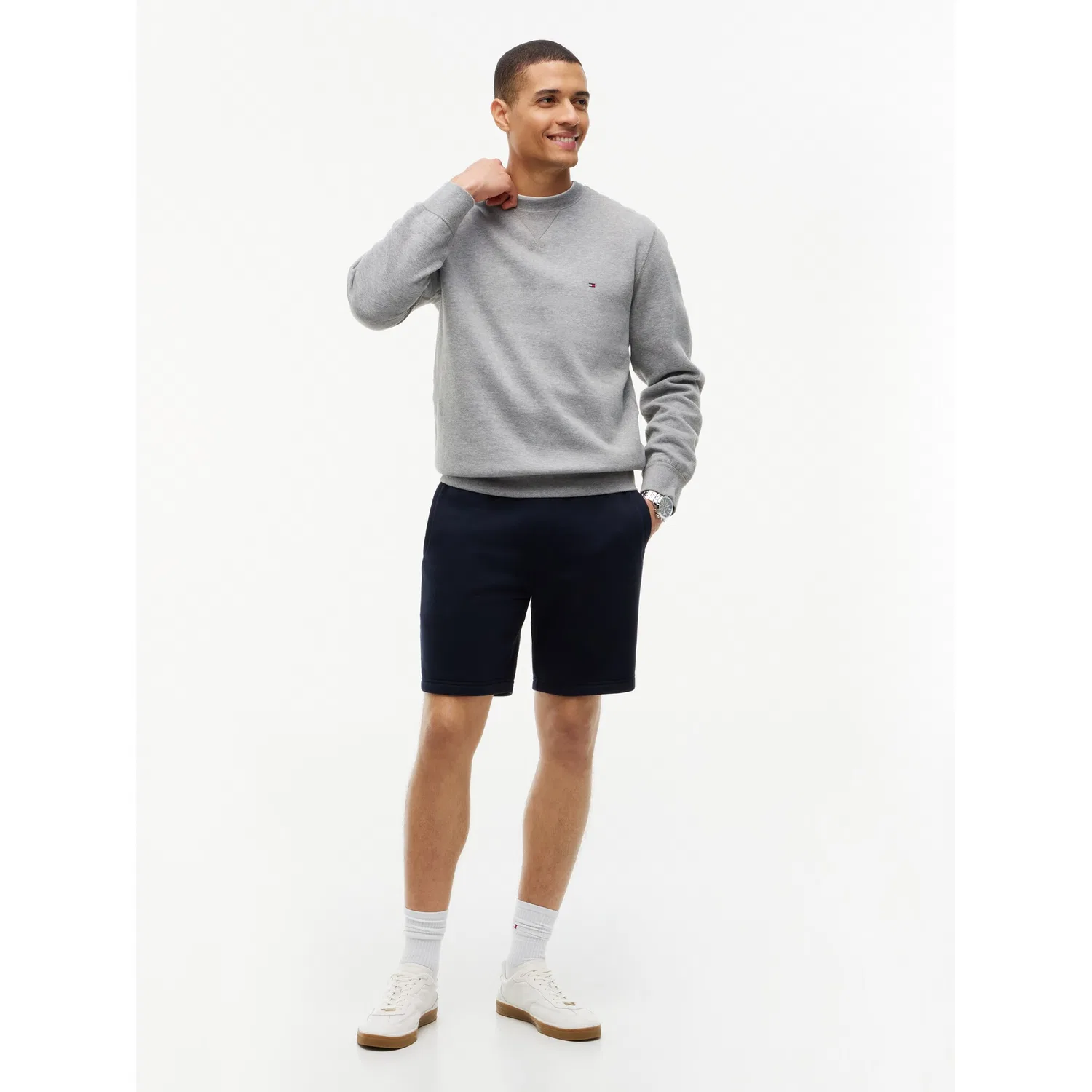 Мужской свитшот из флиса с круглым вырезом Tommy Hilfiger, Medium Grey Heather — фото 4