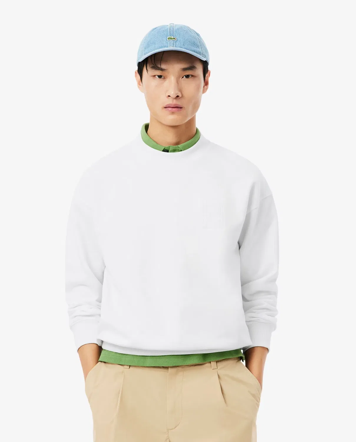 Мужское худи из флиса с вышивкой Lacoste, Blanco