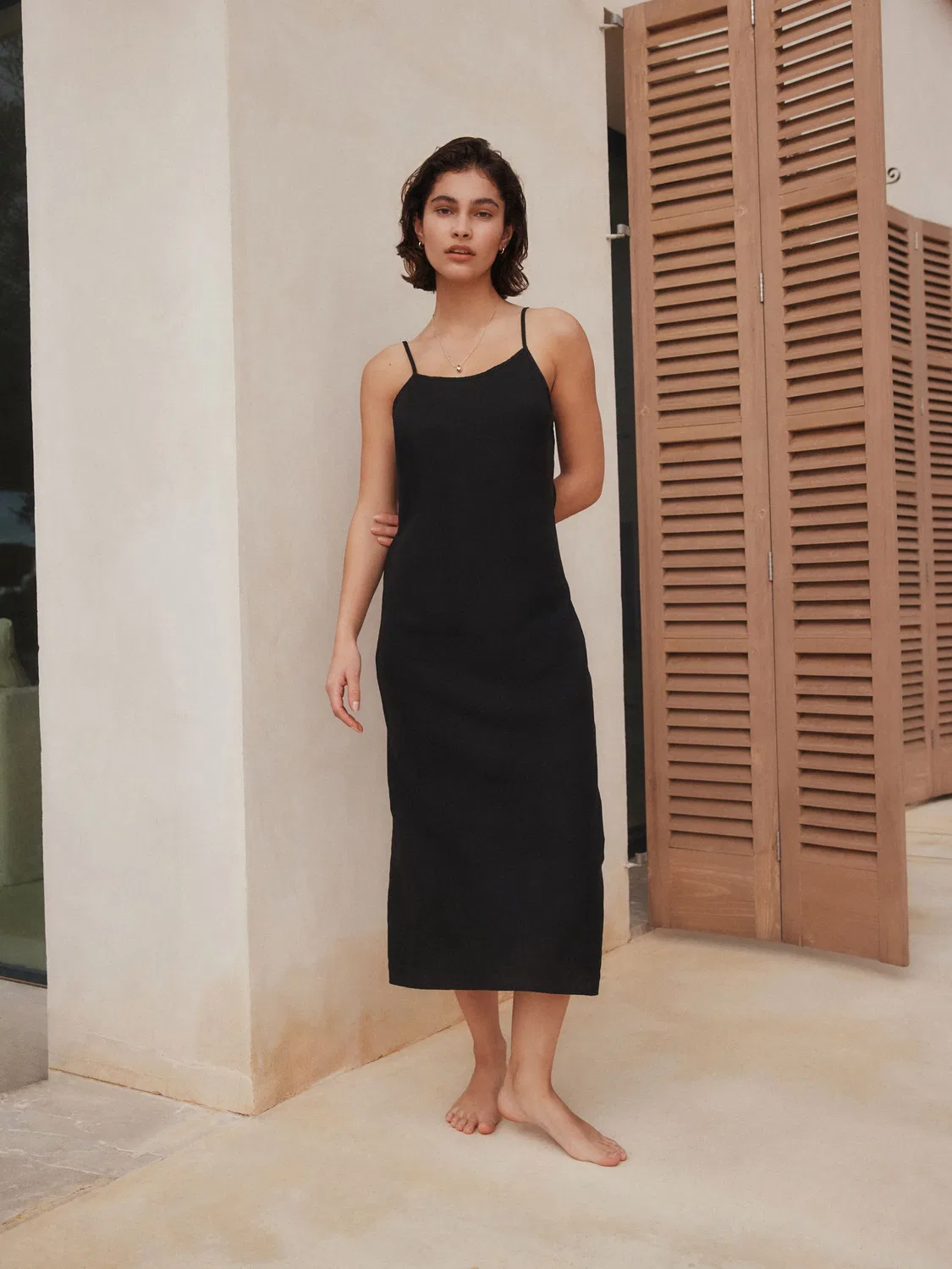 Платье миди Premium High Neck Midi Slip Dress Next, черный — фото 2