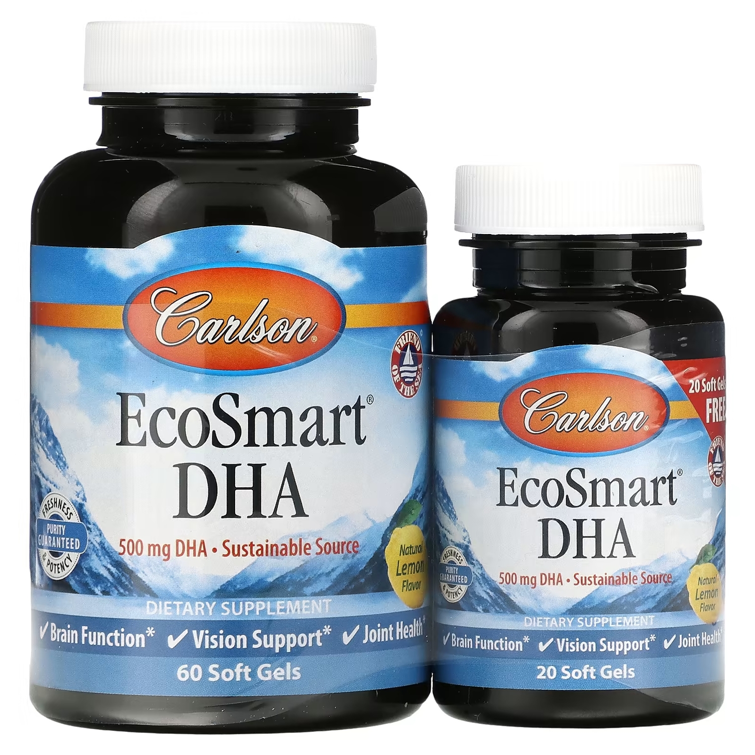 

Добавка Carlson EcoSmart DHA натуральный лимон, 60 + 20 мягких таблеток