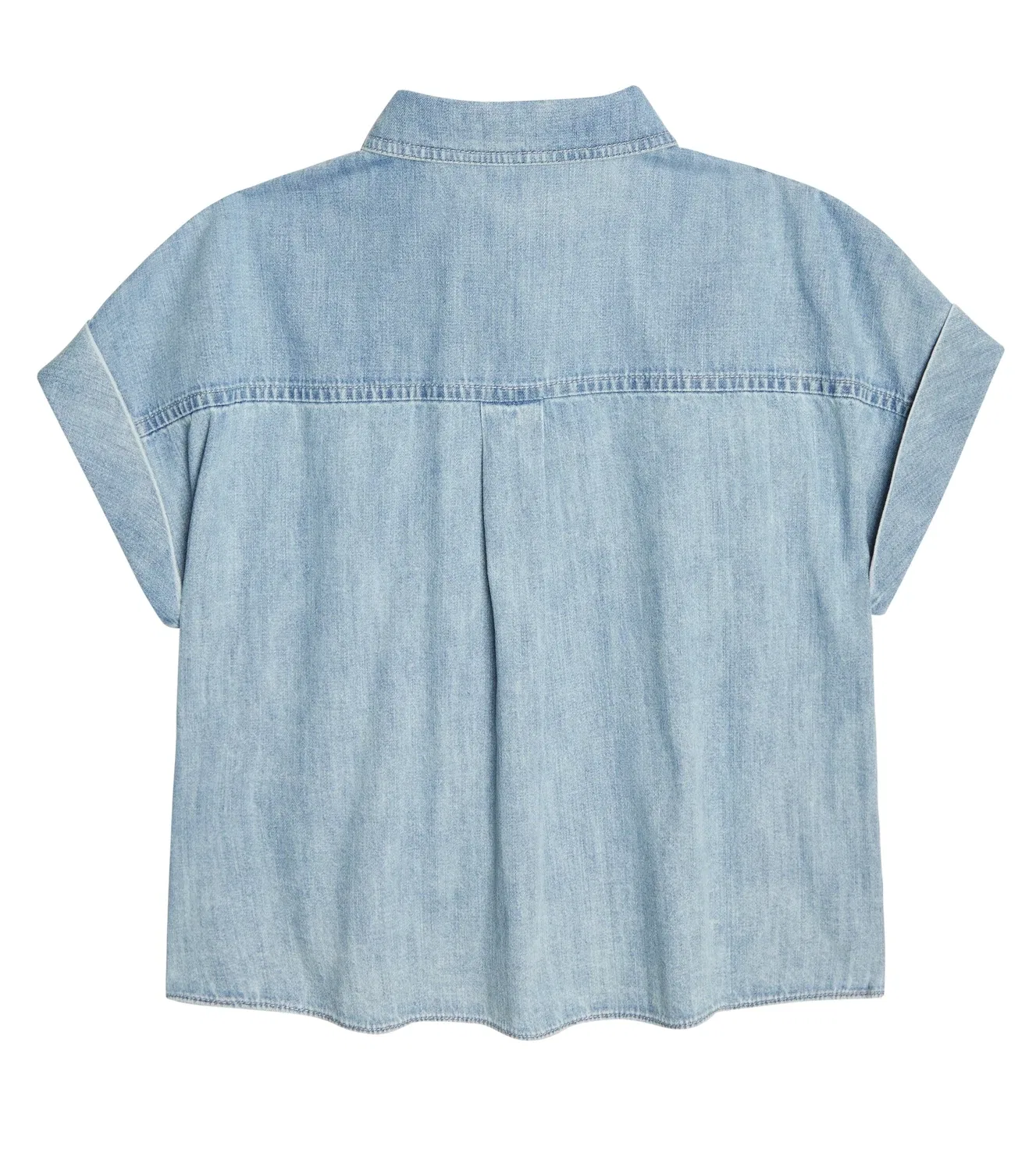 Джинсовая рубашка с накладными карманами Brunello Cucinelli Kids, синий — фото 4