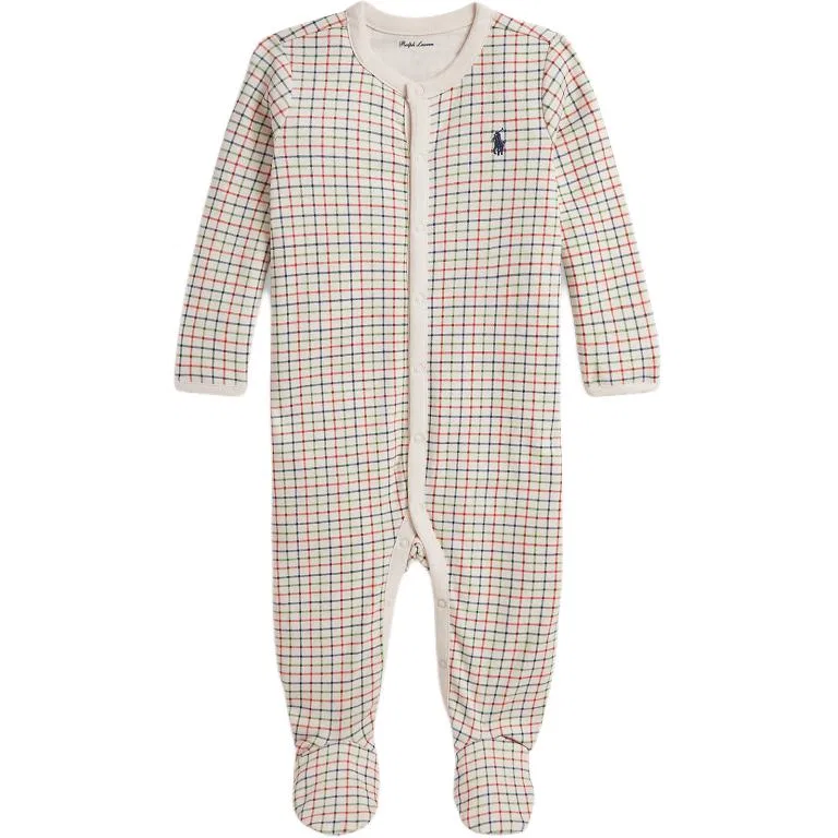 Детский комбинезон для ползания с воротником-стойкой Plaid Polo Ralph Lauren