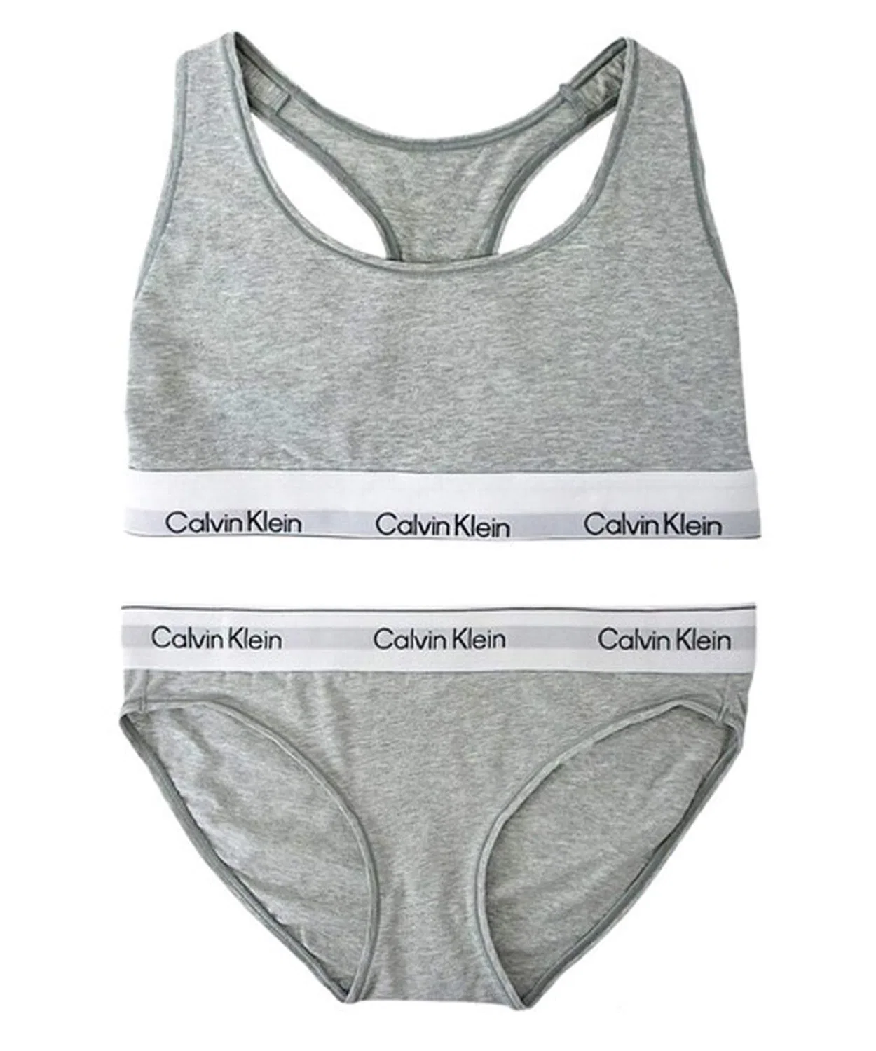 Женский комплект бюстгальтера и трусов с брендовой лентой Calvin Klein, Heather Grey