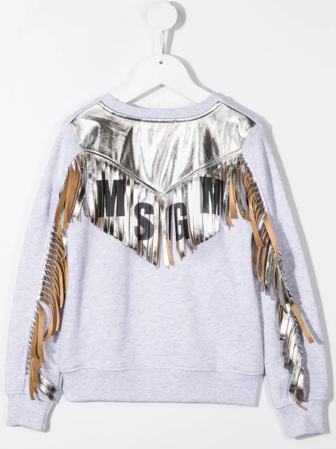 Свитшот с кисточками и логотипом MSGM, светло-серый — фото 2