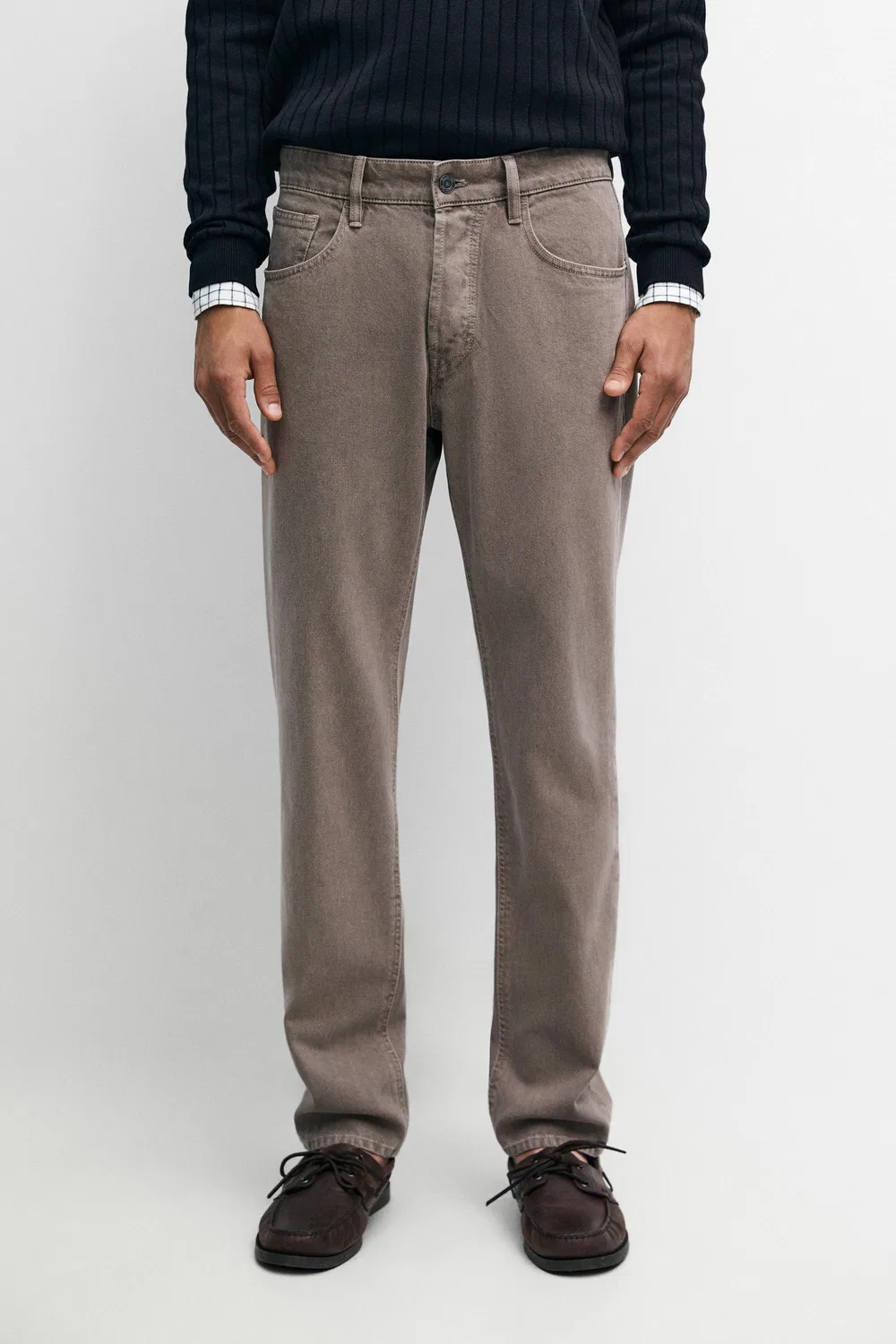 Джинсы Massimo Dutti Tapered Fit , бежево-серый
