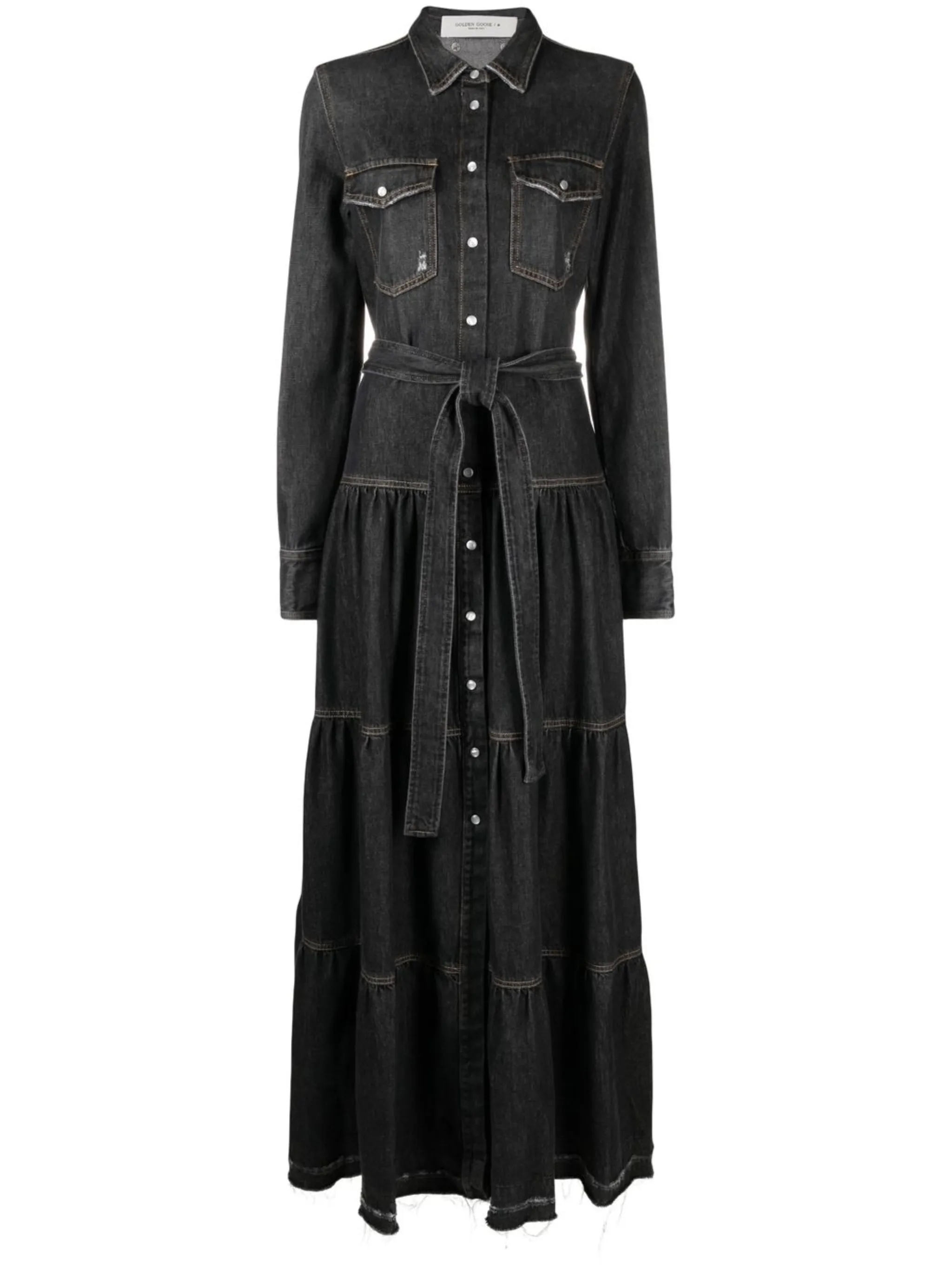 

Джинсовое платье-рубашка с эффектом потертости Golden Goose, черный