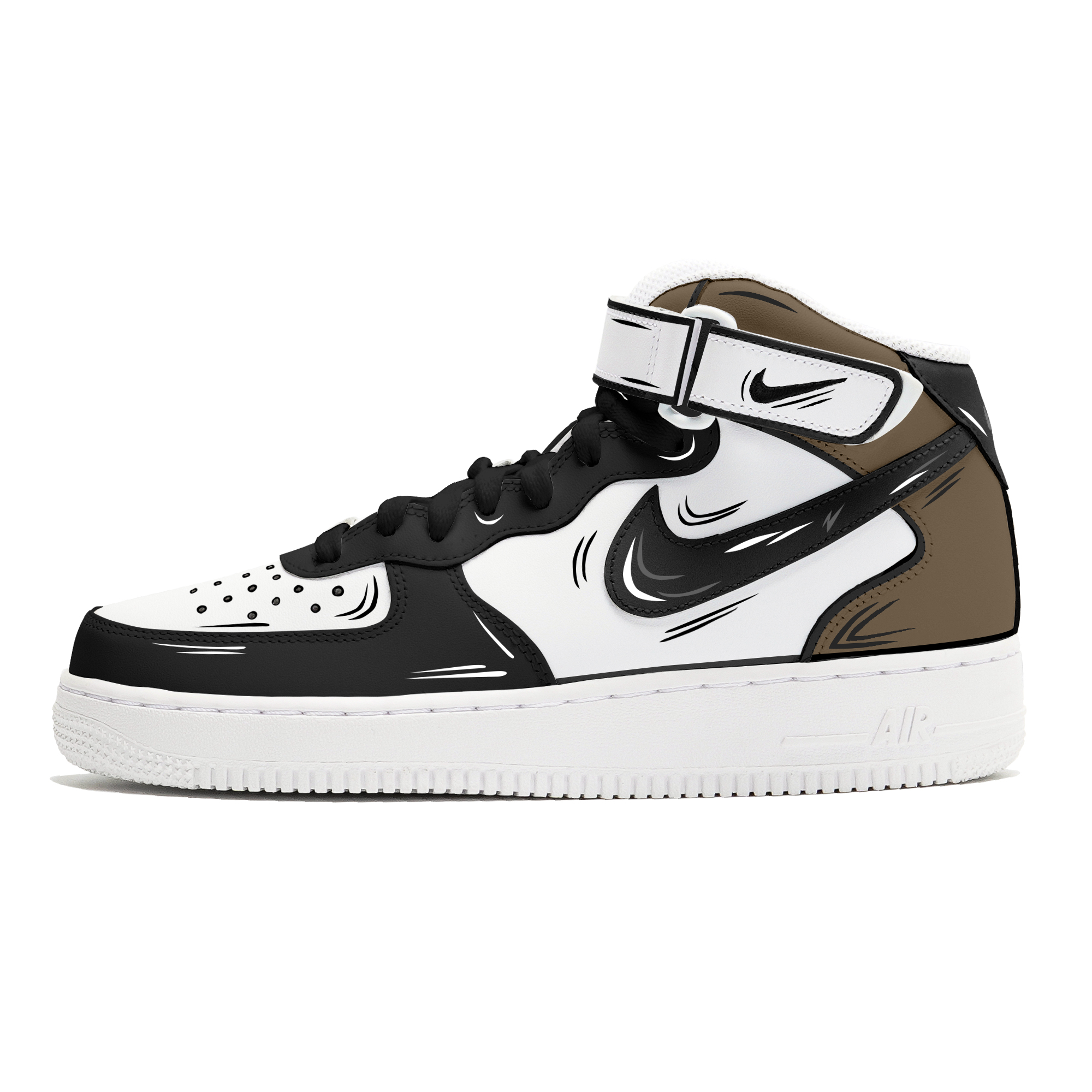 

Nike Кроссовки Air Force 1 Coverage с противоскользящим и износостойким верхом для скейтборда, мужские, черные, белые, коричневые