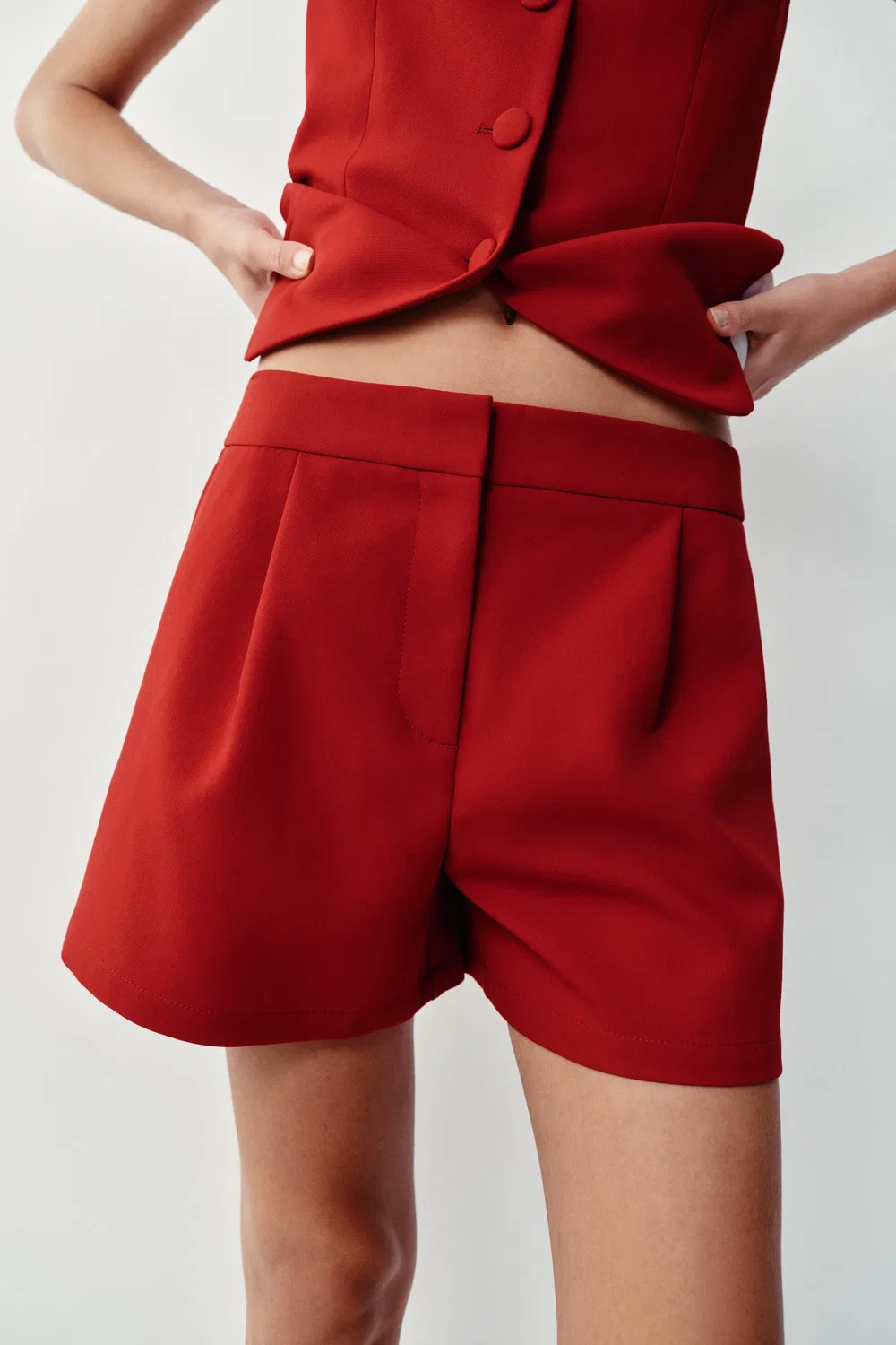 Шорты-бермуды классического кроя ZARA, Red — фото 2