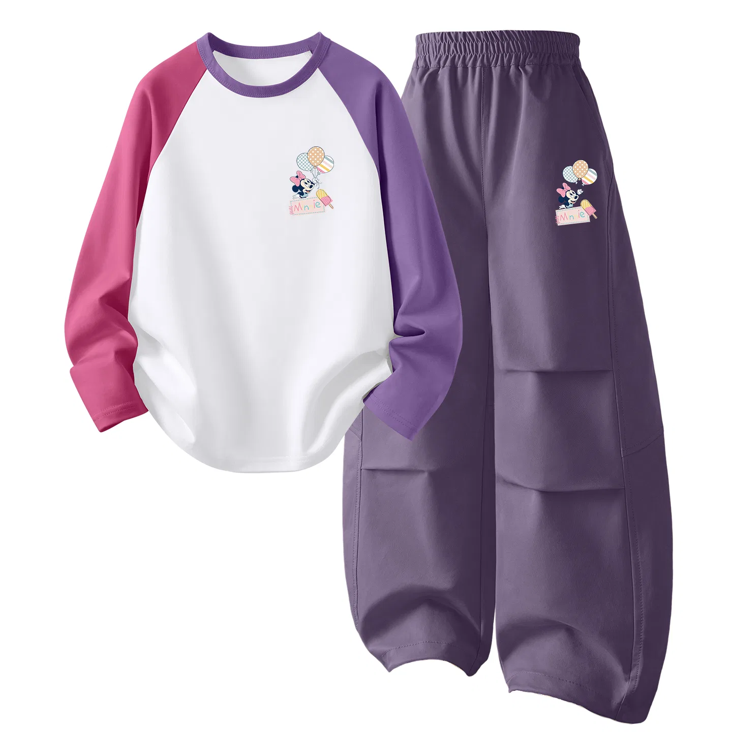Детский спортивный костюм с принтом Di B Letter Smile K Pink Purple, Disney, Pink Purple — фото 3