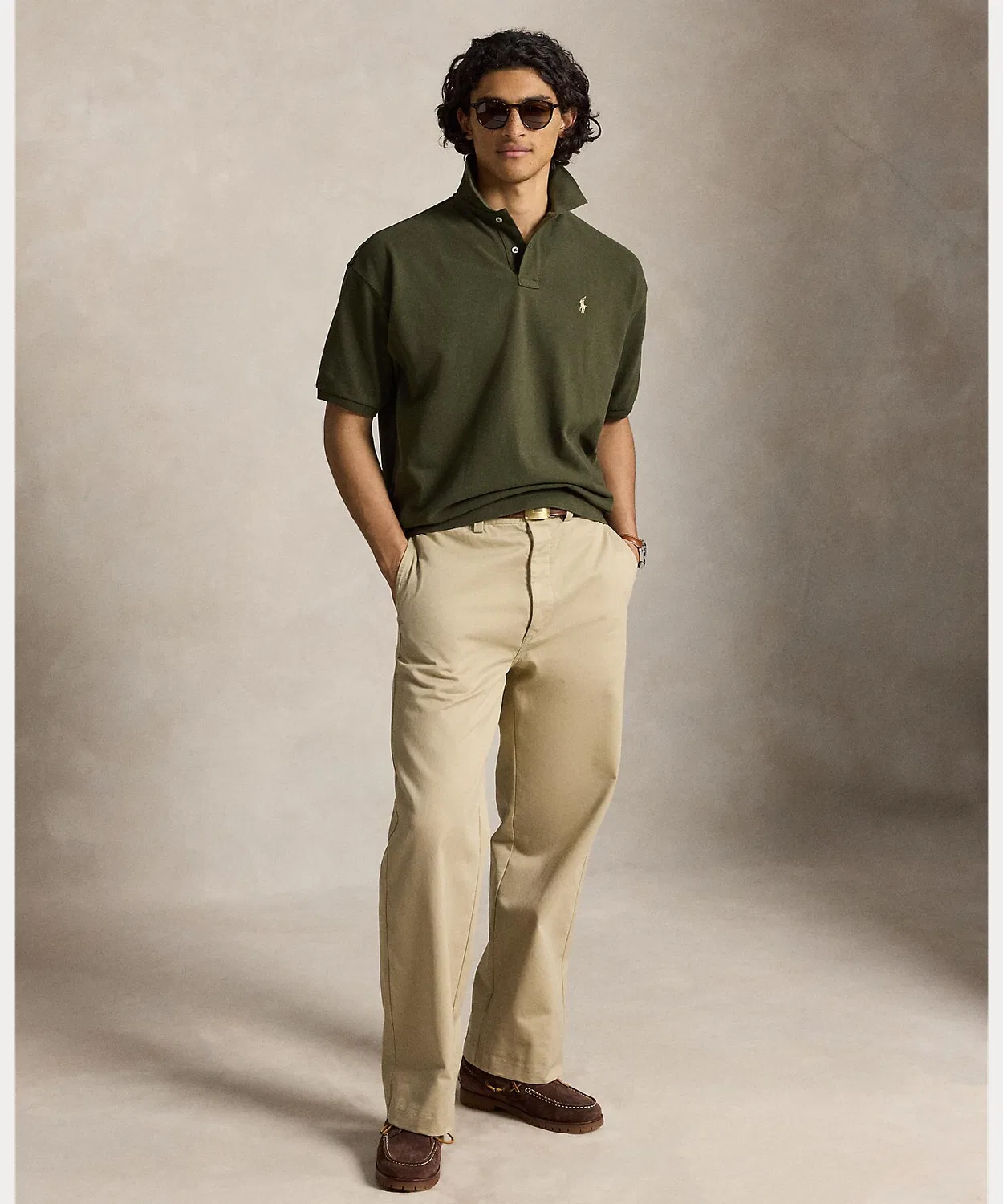 Мужская хлопковая футболка-поло Relaxed Fit Mesh Polo Shirt POLO RALPH LAUREN, Green — фото 3
