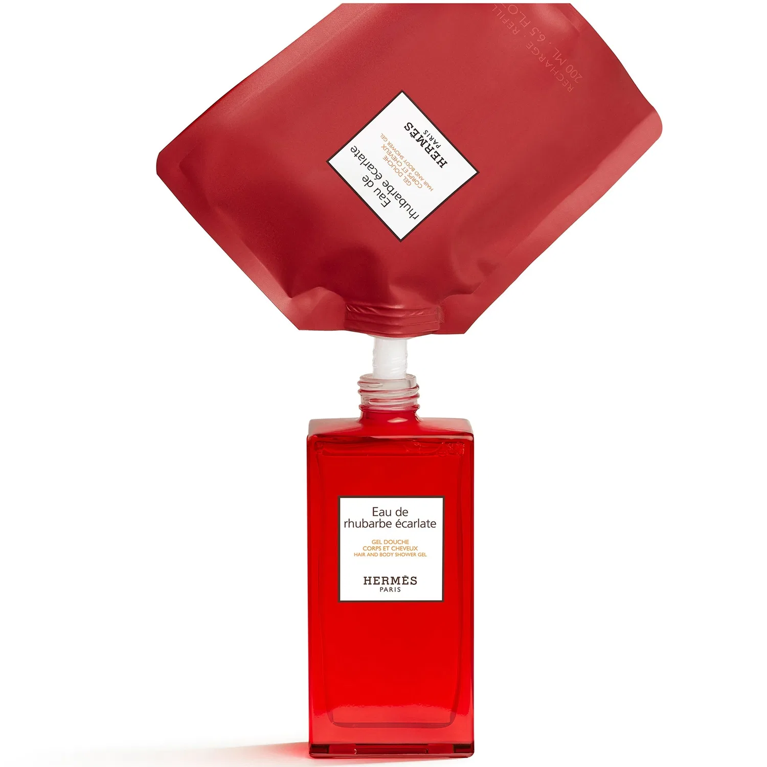 Гель для душа и волос с ароматом ревеня Eau De Rhubarbe Ecarlate Hermes, 200 мл — фото 4