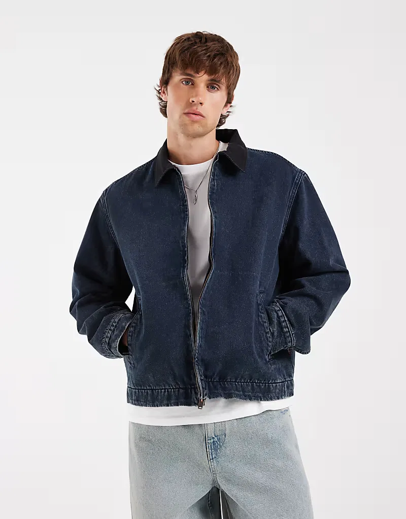 Джинсовая куртка-харрингтон Levi's Castro с контрастным воротником, синий