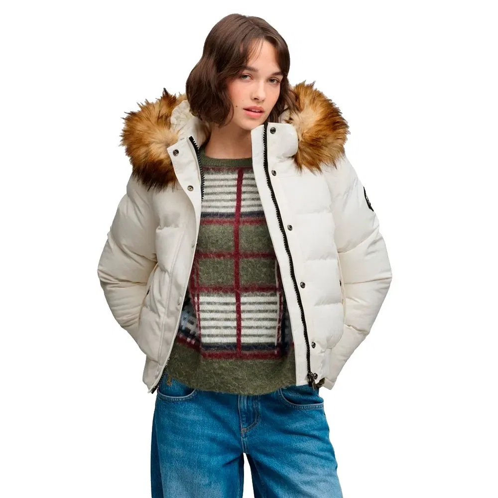 Женская куртка-бомбер с капюшоном Everest Superdry, White