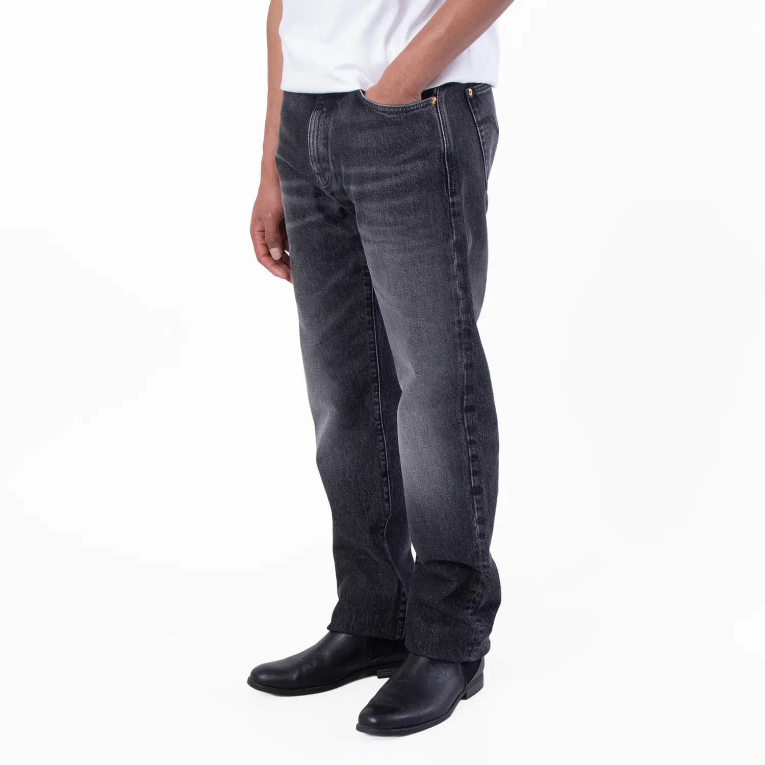Джинсы прямого кроя Regular-Fit Denim Jeans Versace, Medium Black — фото 2