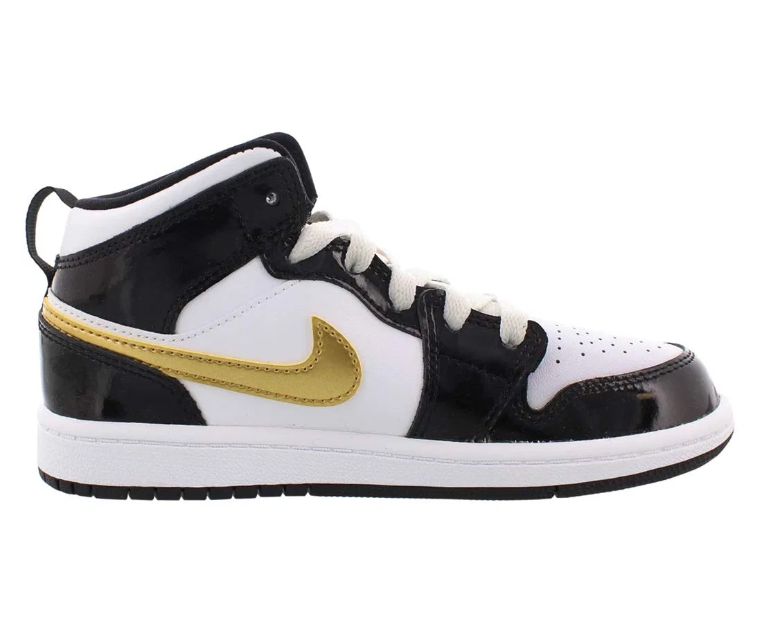 Детские кроссовки для мальчиков с кроссовками Jordan 1 NIKE, Black Gold Metallic White — фото 3