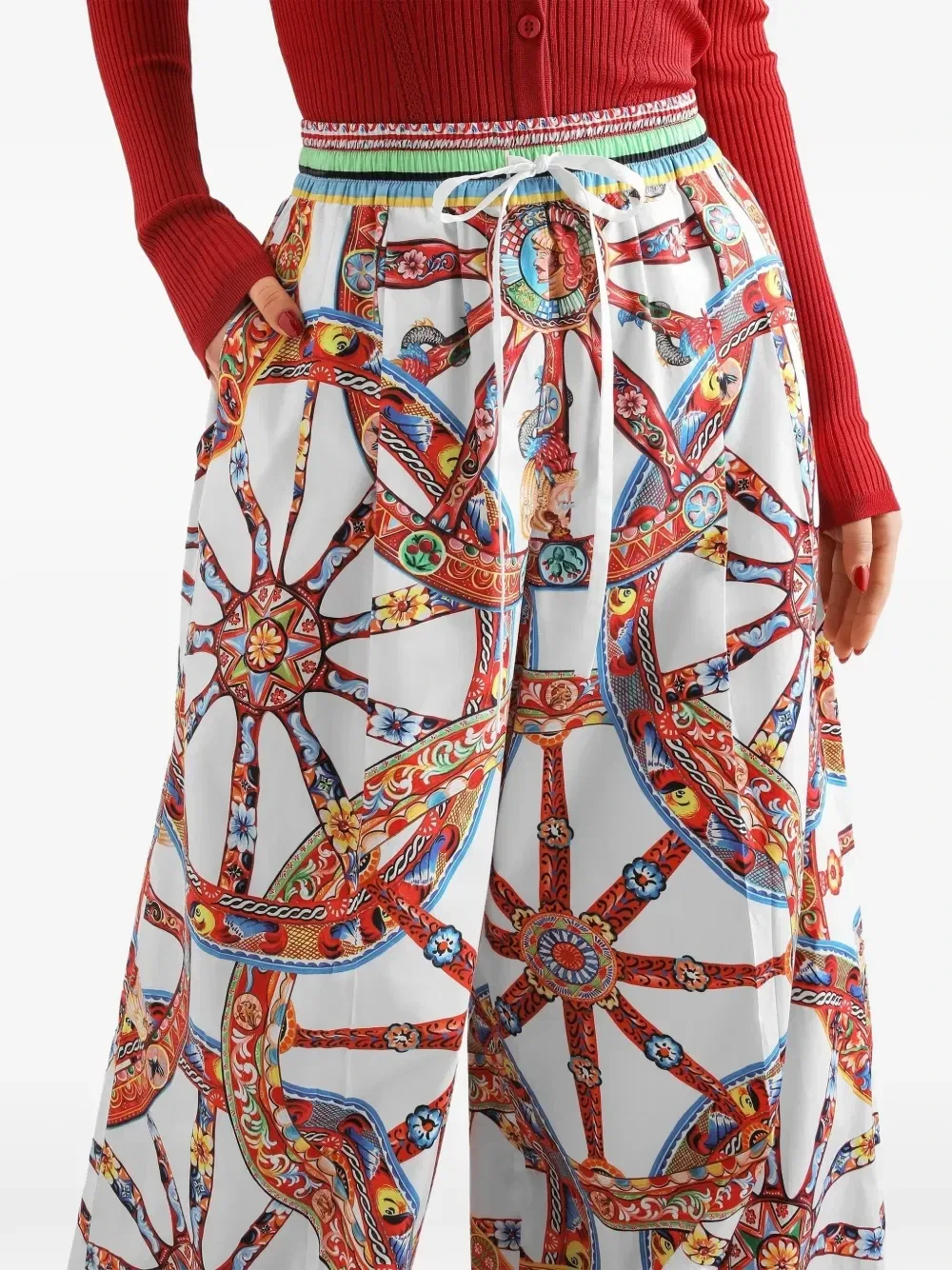Поплиновые брюки с принтом Carretto Dolce & Gabbana, белый — фото 4