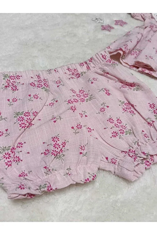 Детский комплект для девочек с цветочным принтом Bubiee Baby, Powder Pink — фото 3