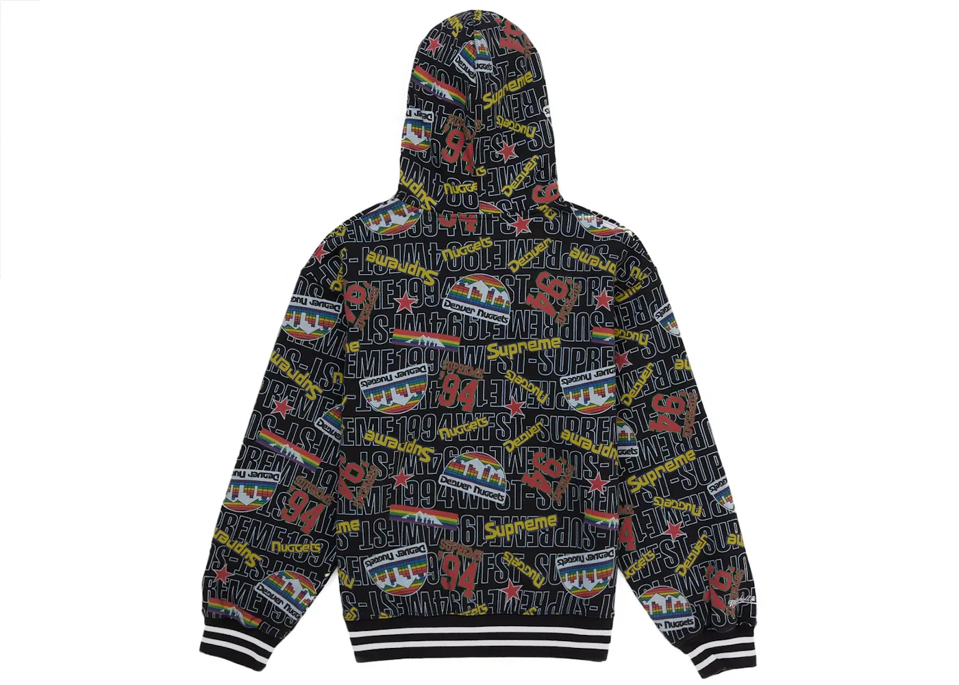 Мужская худи на молнии Supreme Mitchell & Ness Teams Zip Up Hooded Sweatshirt, Black — фото 2
