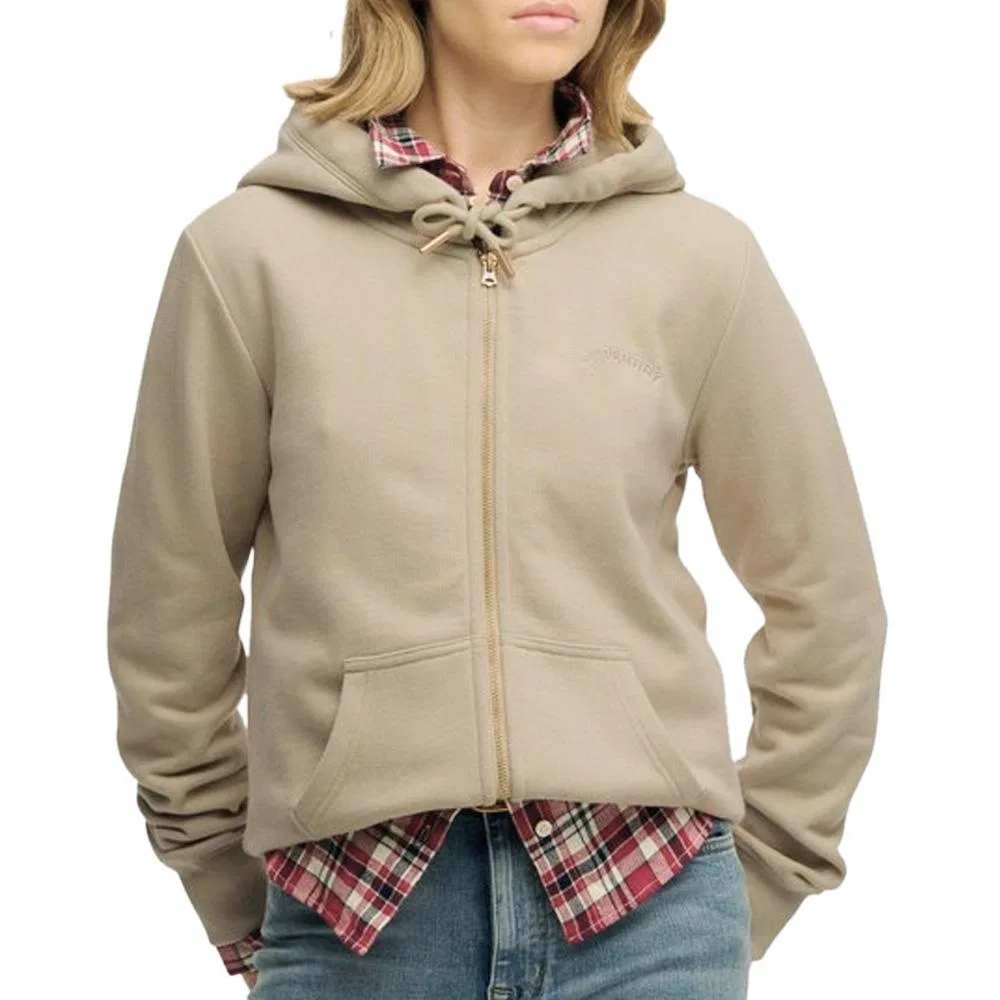 Женское худи с капюшоном и молнией Essential Logo Superdry, Beige