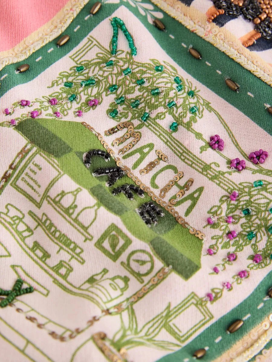 Толстовка Next 'Beaded Matcha' светло-розового цвета — фото 3