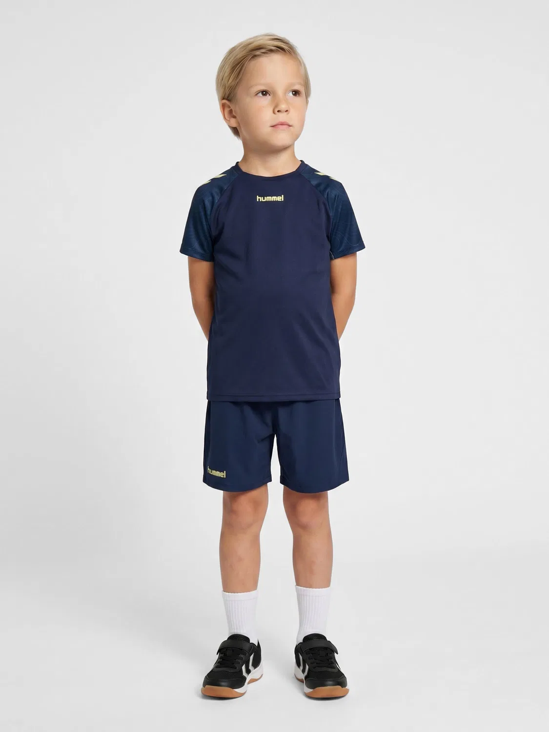 Детская футболка с принтом Hmlblaze Hummel, Midnight Indigo / Lime Green — фото 3