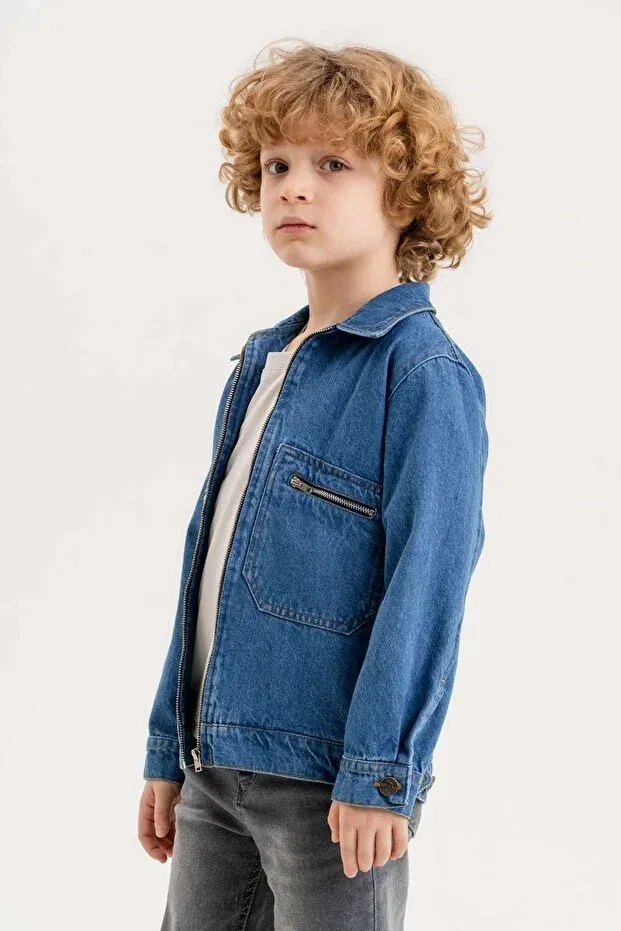 Детская куртка джинсовая с длинным рукавом Dazzledkids, Blue — фото 3