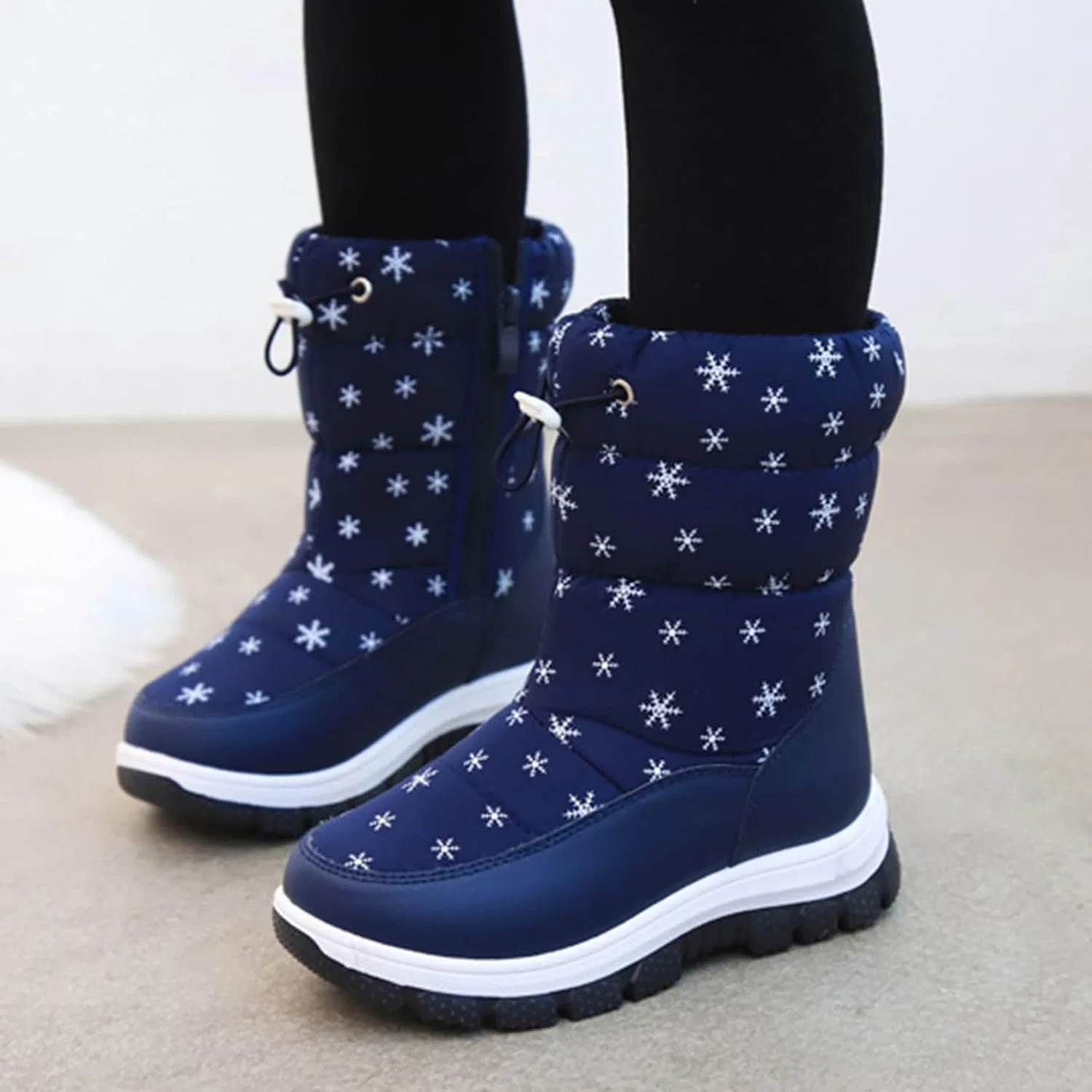 Детские зимние ботинки для снега с боковой молнией Boys Girls, Blue — фото 3