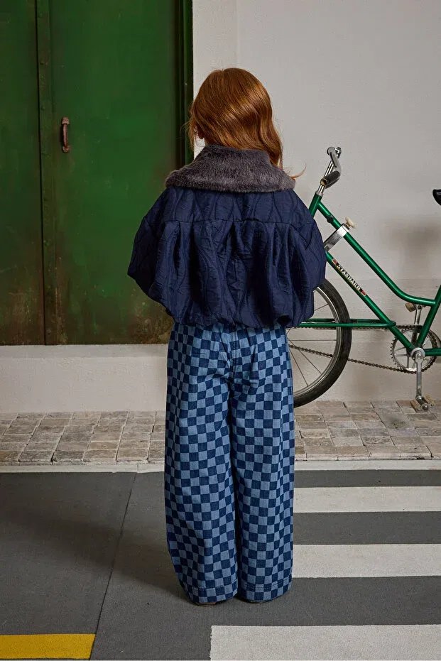 Детское пальто для девочек стеганое Fahhar Kids, Navy Blue — фото 3