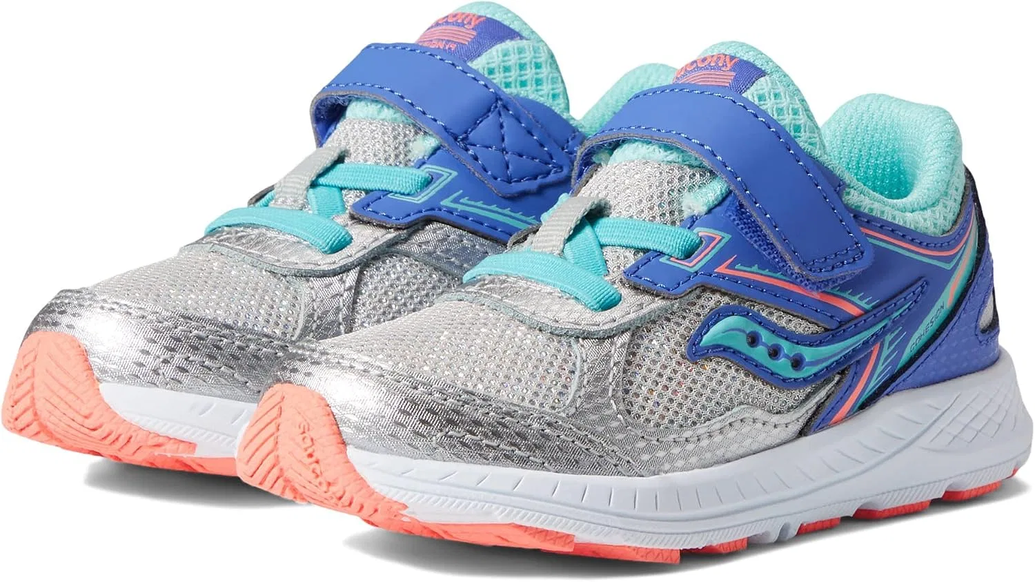 Детские кроссовки для бега Saucony, Silver/Periwinkle/Turquoise