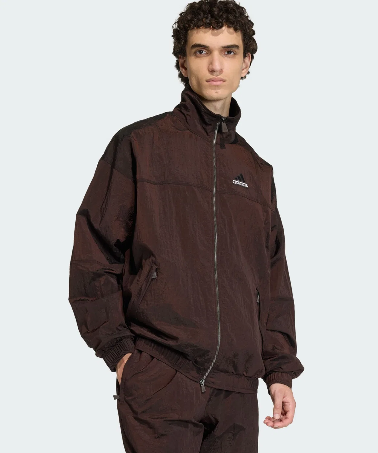 Мужской джерси-топ с воротником и молнией, модель EQT Adidas, Brown